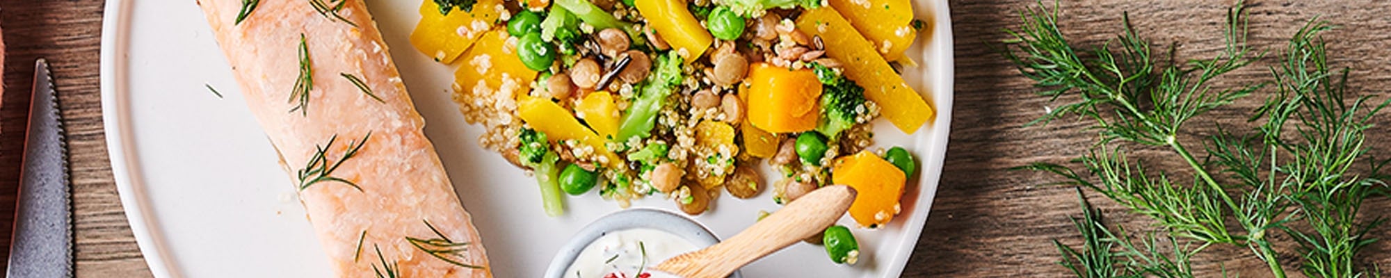 Zalm met groenten quinoa