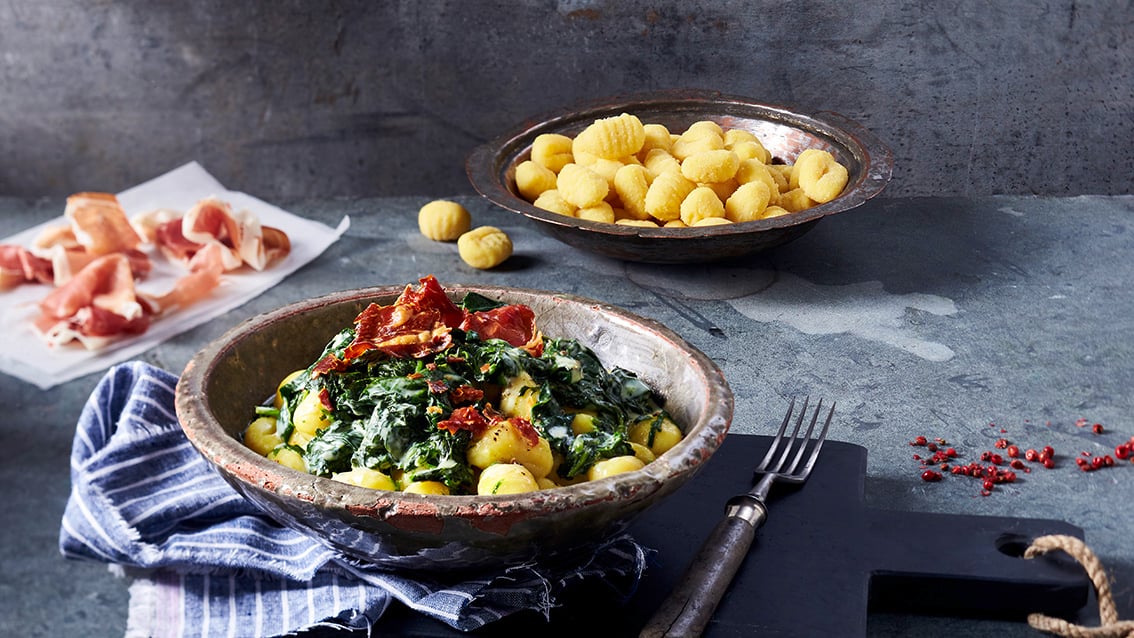 Gnocchi met spinazie en mozzarella
