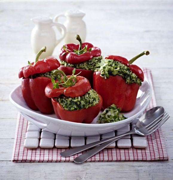 Poivrons farcis au riz et aux épinards Alpro