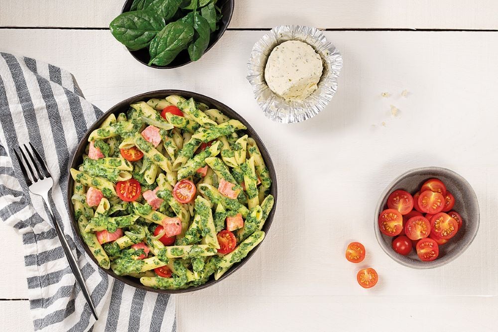 Penne met Zalm en Spinazie met Boursin®  