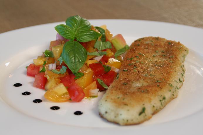 Pladijsfilets Meunière met een heerlijke tomatensalsa