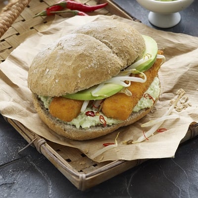 Burger de Fish Sticks iglo sauce wasabi