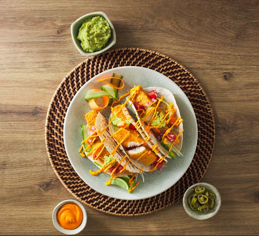 Taco’s met Fish sticks met Harissa saus