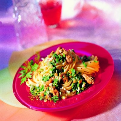 Spaghetti met mosselen en spinazie