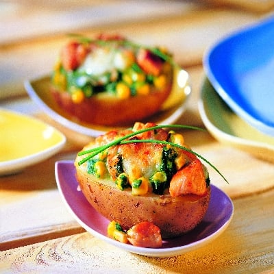 Ovenaardappels onder een spinaziedak